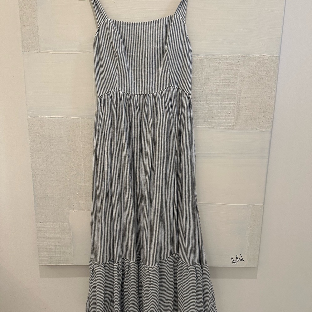 Luxe Provence Blue and White Striped Dress